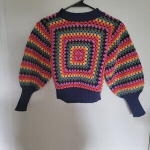 Women Clothing Knitwear FARM Rio Sunset Stripes Crochet Sweater